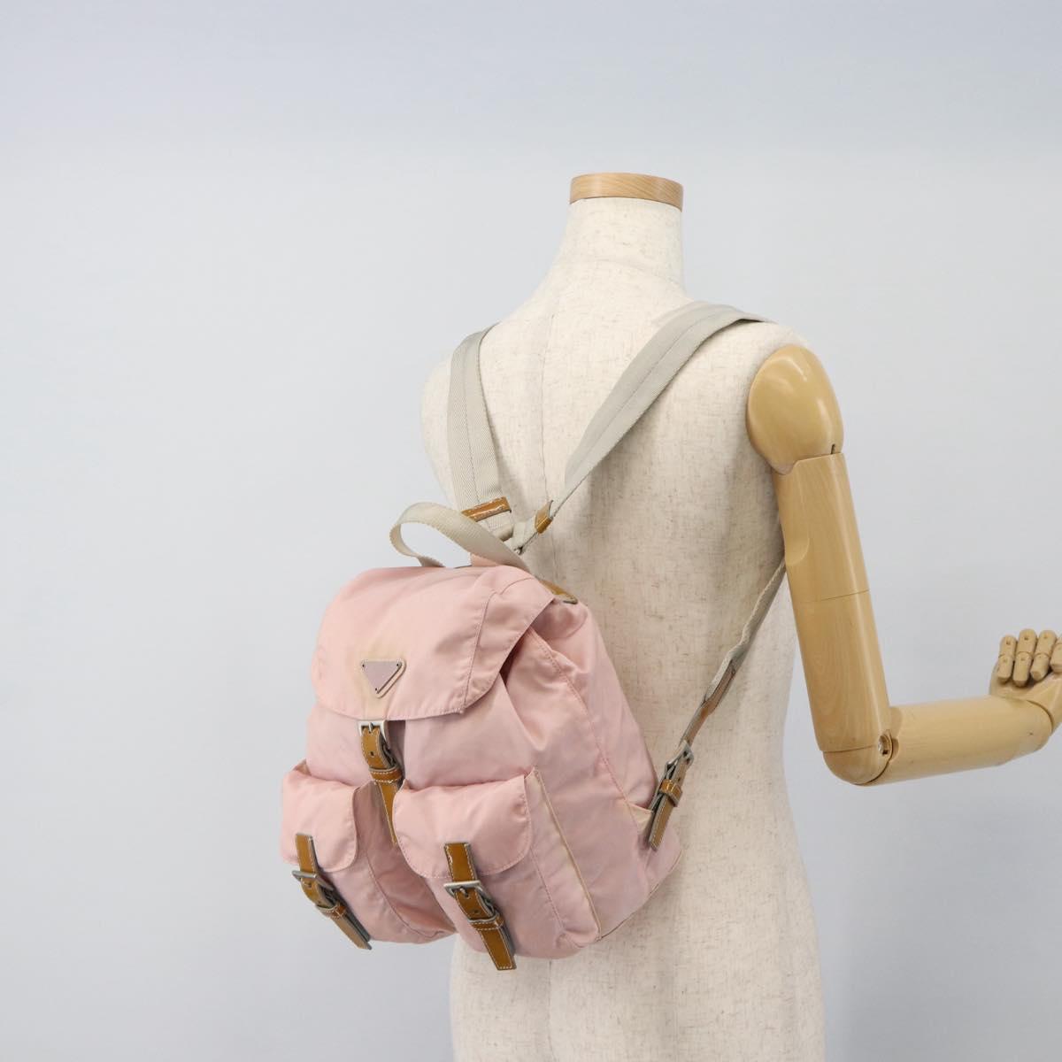 PRADA Backpack Nylon Pink Silver Auth 182817
