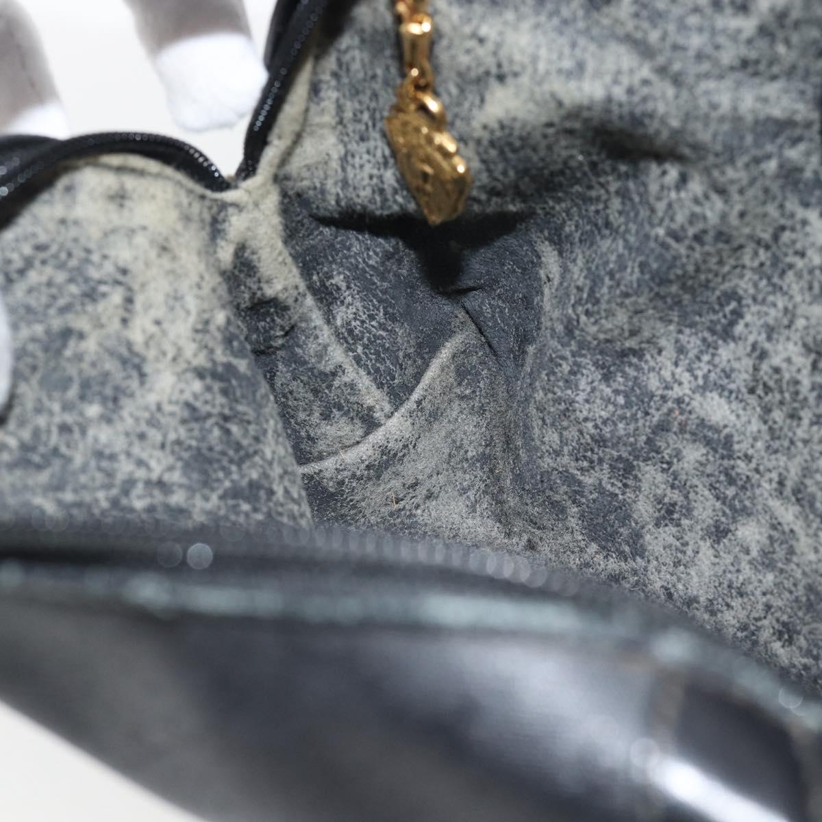 GUCCI Micro GG Supreme Shoulder Bag PVC Black Gold Auth 182820