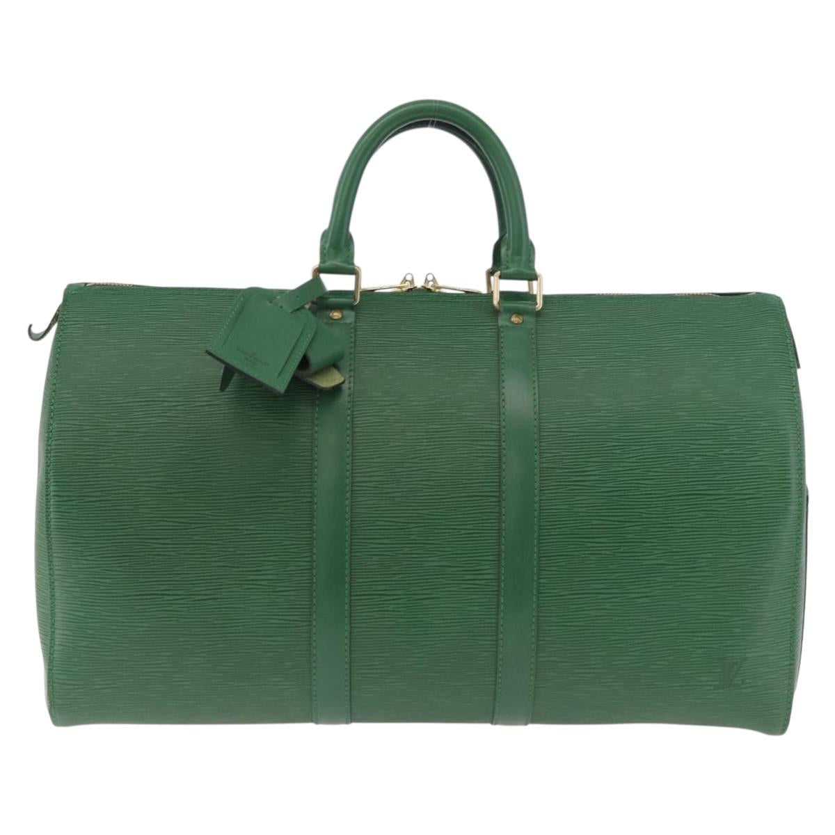 LOUIS VUITTON Epi Keepall 45 Boston Bag Green M42974 LV Auth 182828