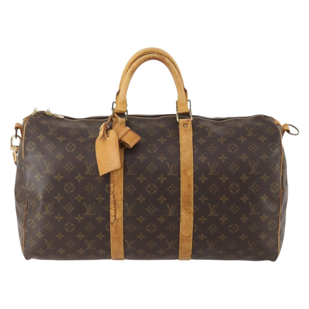 LOUIS VUITTON Monogram Keepall Bandouliere 50 Boston Bag M41416 LV Auth 182846