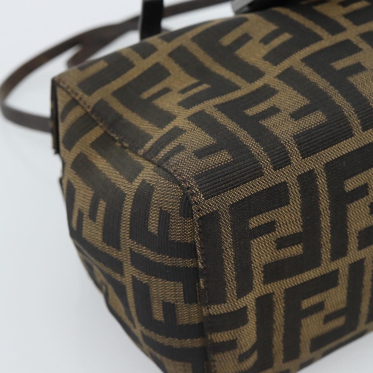 FENDI Zucca Canvas Mamma Baguette Hand Bag Brown Black Auth 182861A