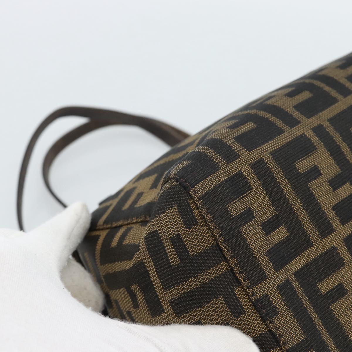FENDI Zucca Canvas Mamma Baguette Hand Bag Brown Black Auth 182861A