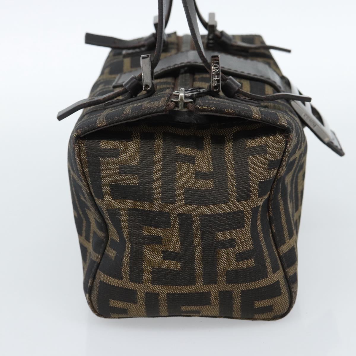 FENDI Zucca Canvas Mamma Baguette Hand Bag Brown Black Auth 182861A