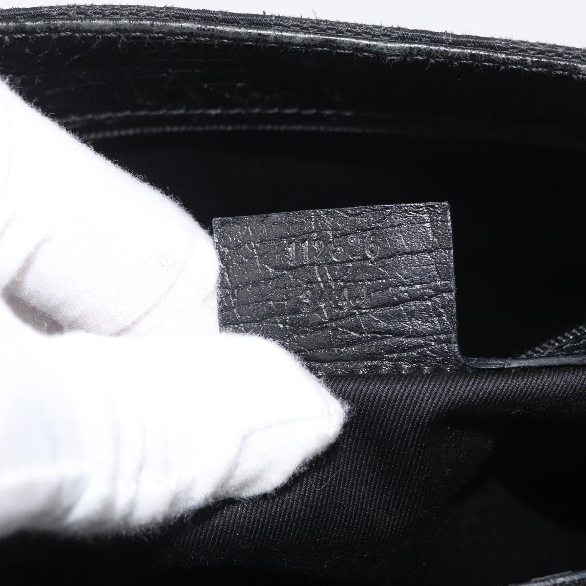 GUCCI GG Canvas Bamboo Hand Bag Black 112526 Auth 182862