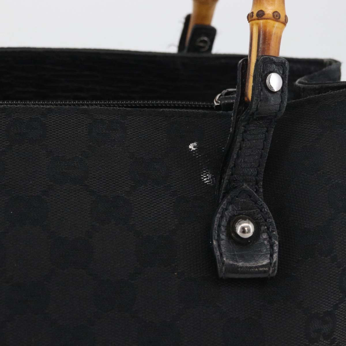 GUCCI GG Canvas Bamboo Hand Bag Black 112526 Auth 182862