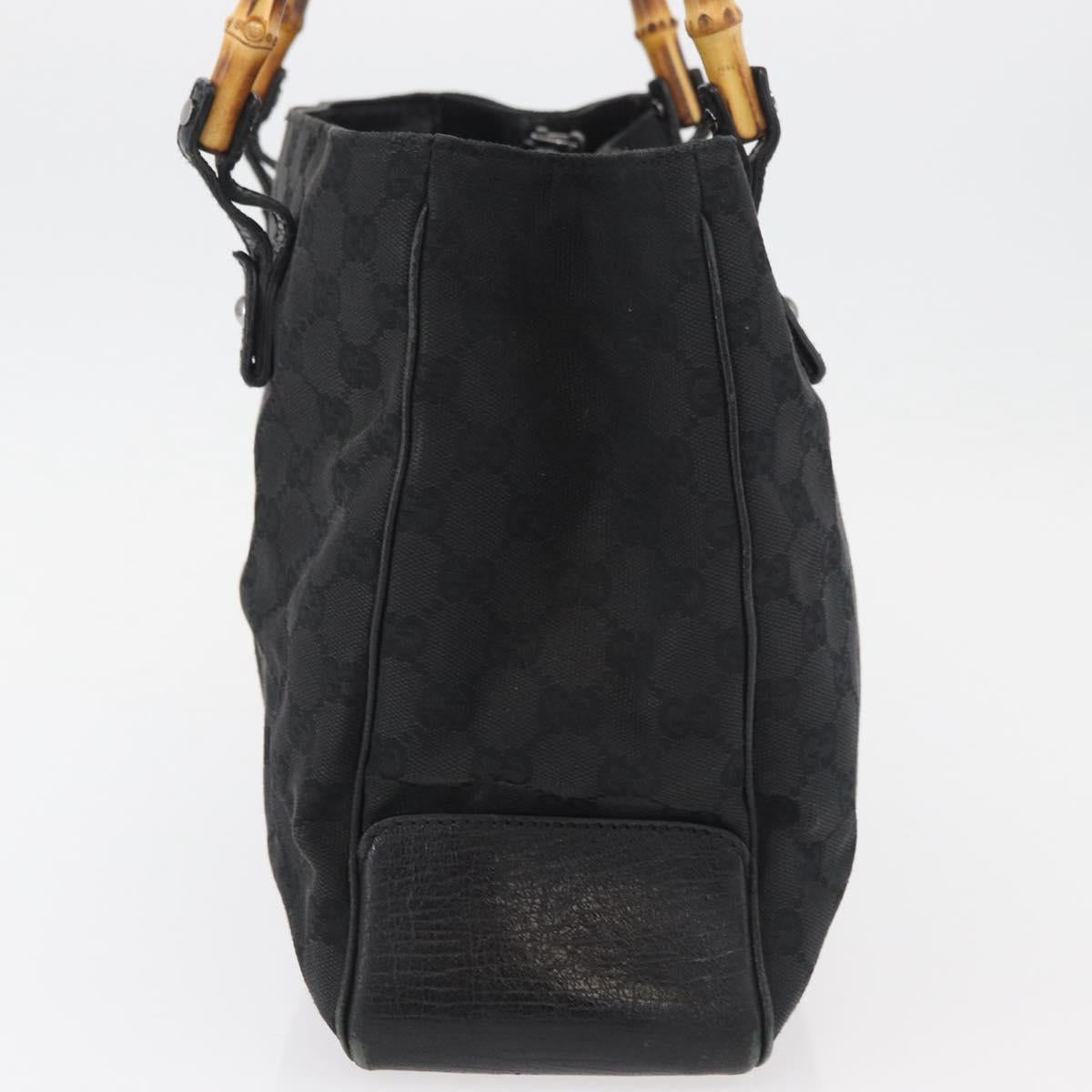 GUCCI GG Canvas Bamboo Hand Bag Black 112526 Auth 182862