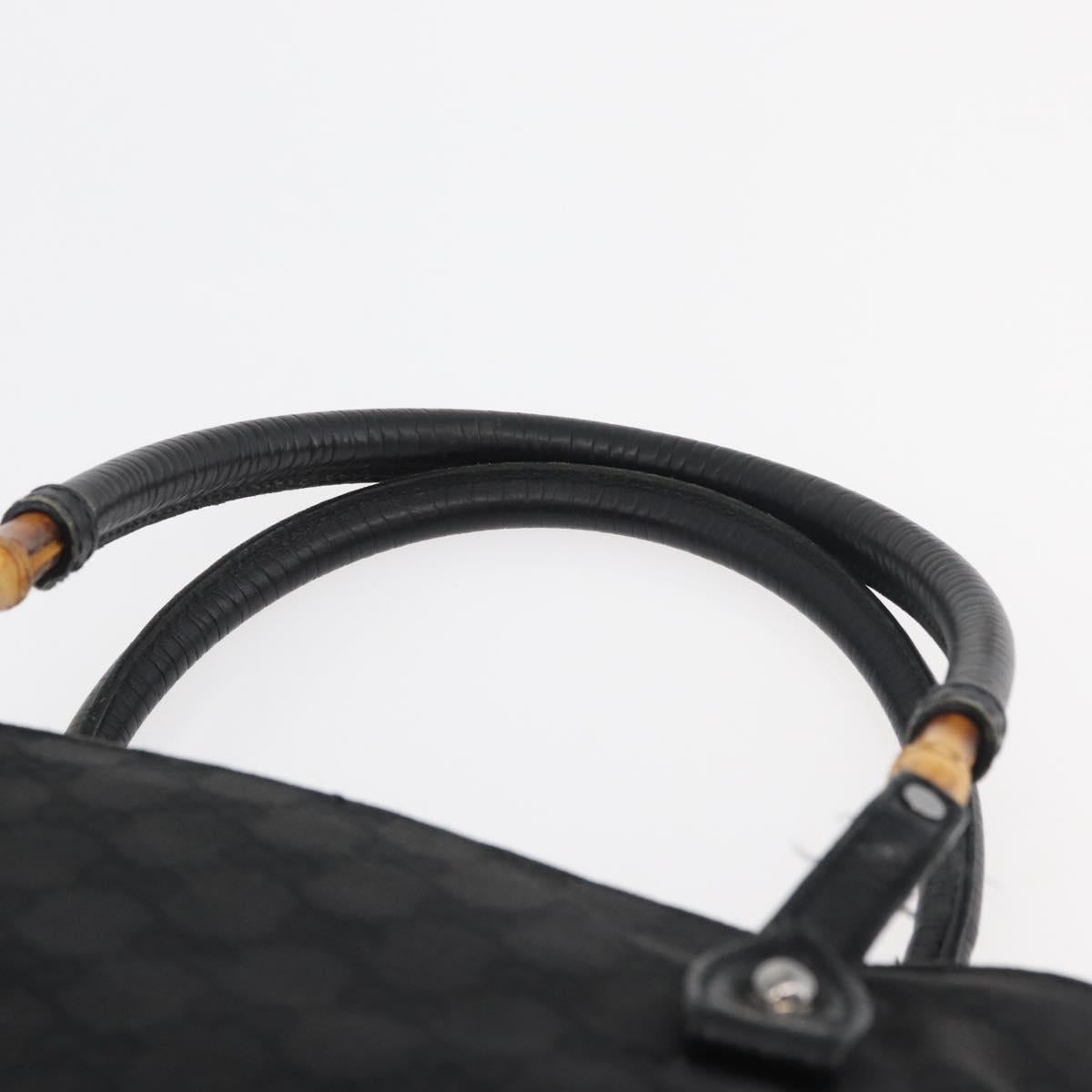 GUCCI GG Canvas Bamboo Hand Bag Black 112526 Auth 182862