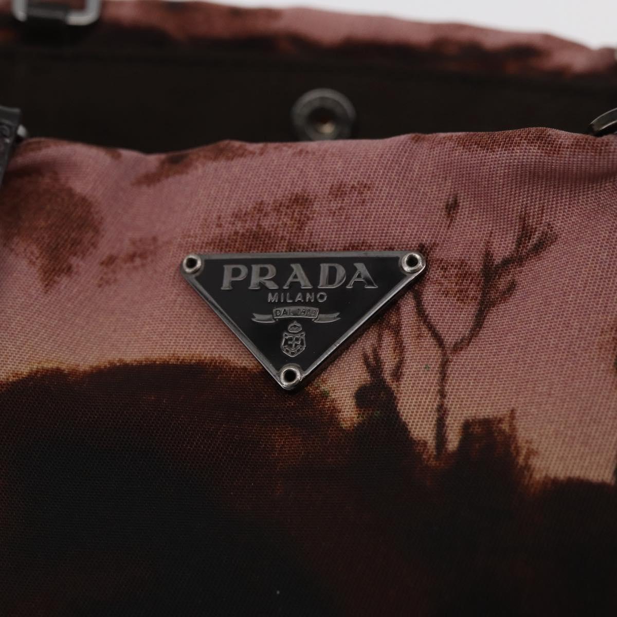 PRADA Hand Bag Nylon Pink Silver Auth 182868A
