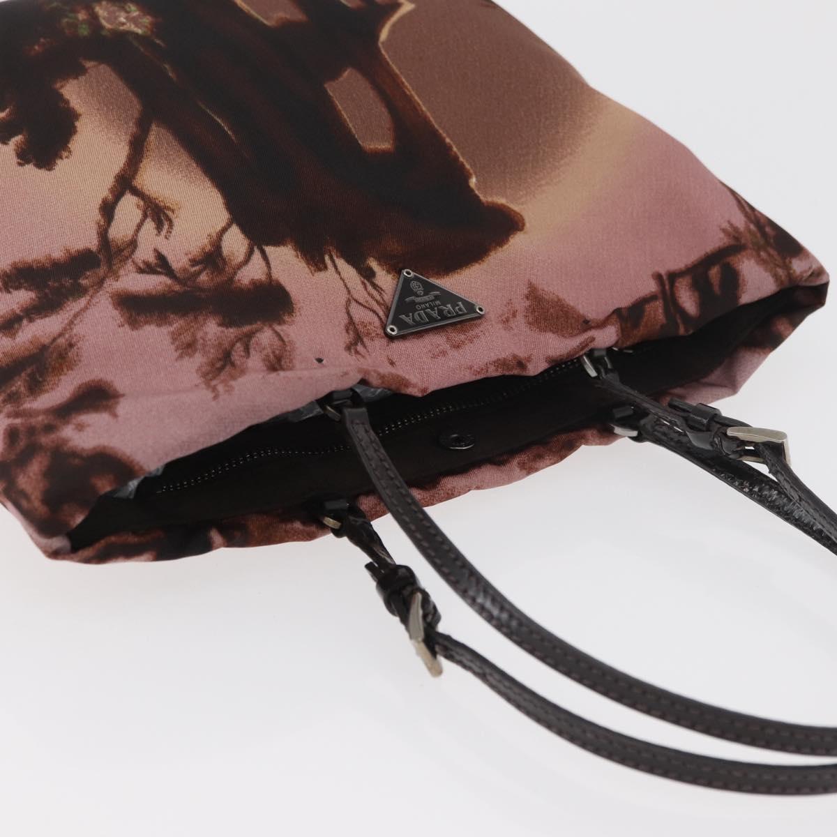PRADA Hand Bag Nylon Pink Silver Auth 182868A