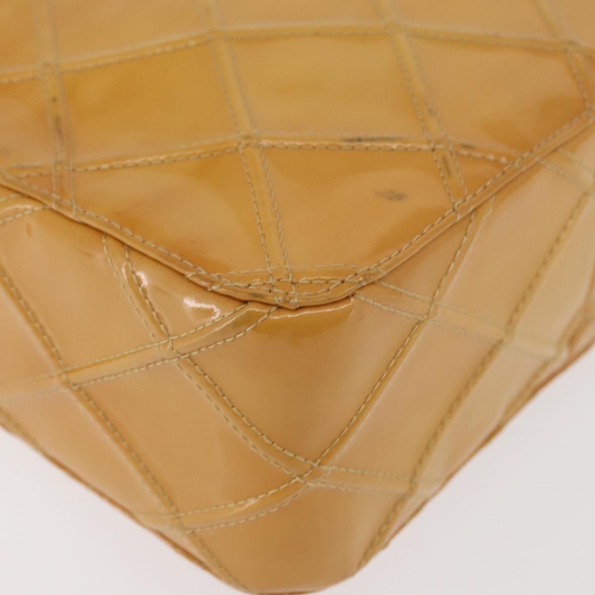 CHANEL Bicolore Shoulder Bag Patent leather Yellow CC Auth 182869A