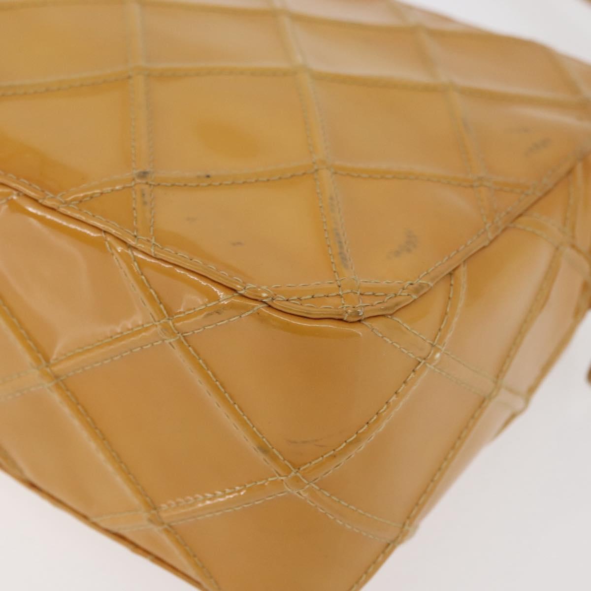 CHANEL Bicolore Shoulder Bag Patent leather Yellow CC Auth 182869A