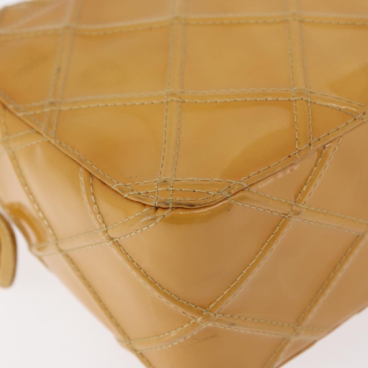 CHANEL Bicolore Shoulder Bag Patent leather Yellow CC Auth 182869A