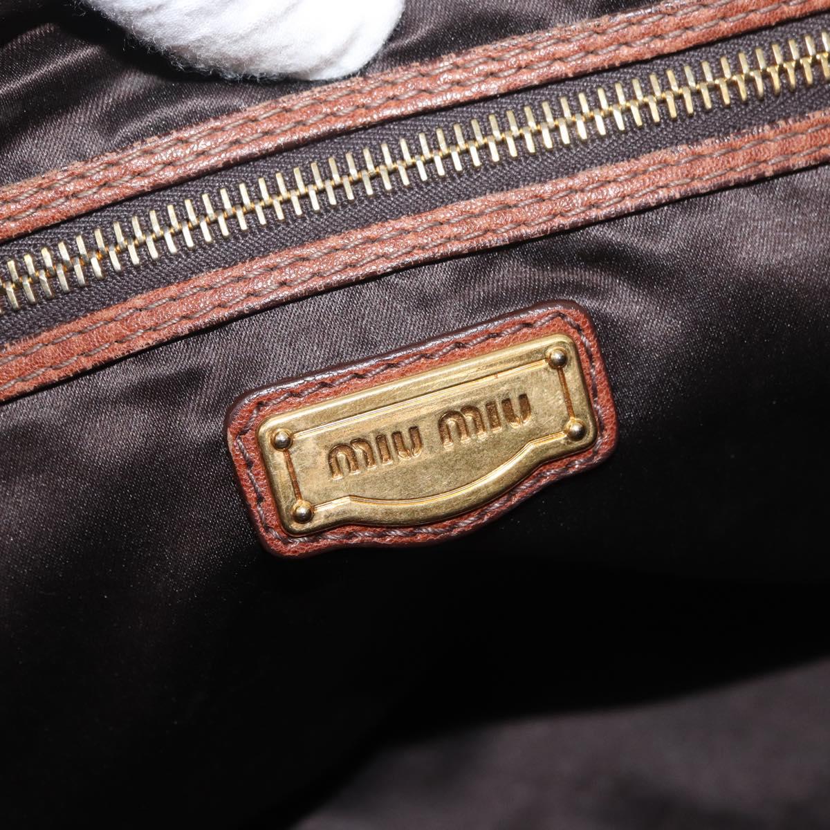 Miu Miu Hand Bag Leather Brown Gold Auth 182872A
