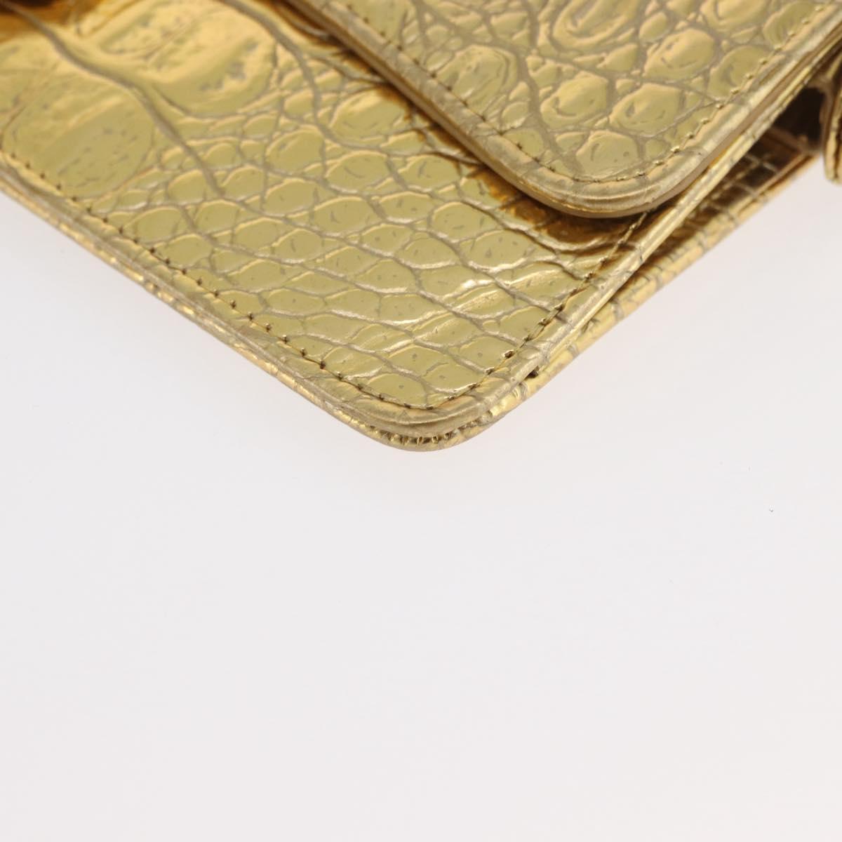 CHANEL COCO Mark Clutch Bag Calf Skin Gold CC Auth 182873SAM
