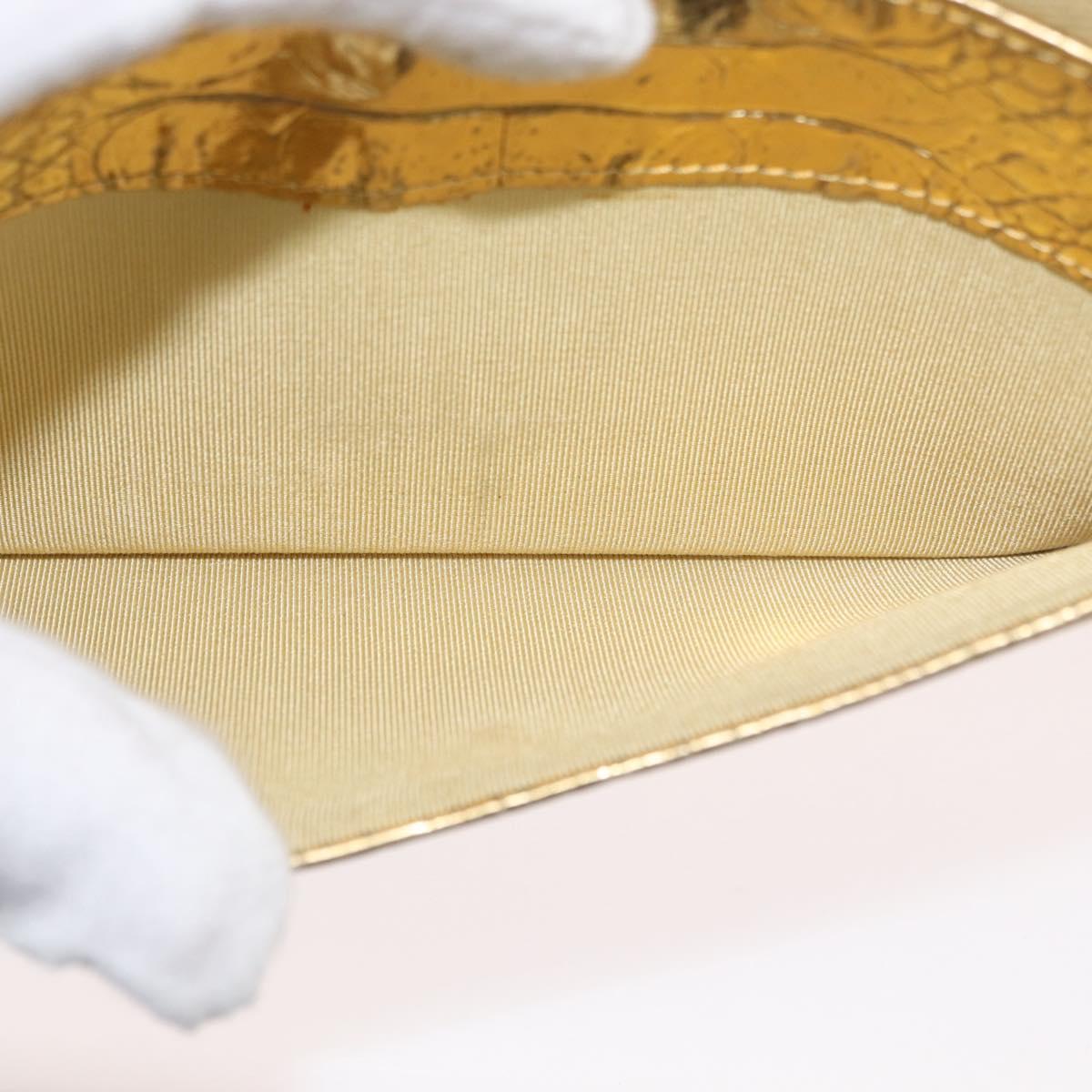 CHANEL COCO Mark Clutch Bag Calf Skin Gold CC Auth 182873SAM