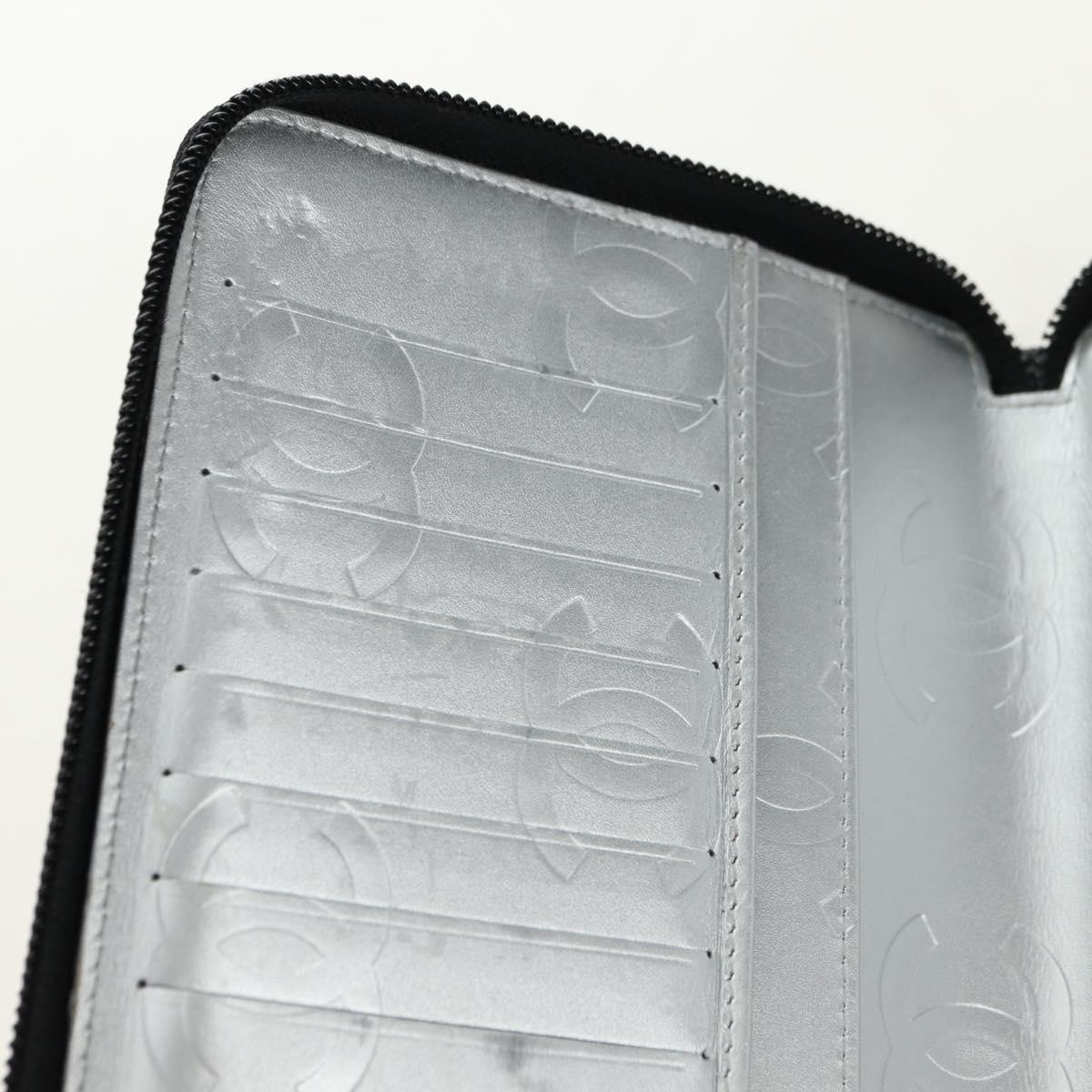 CHANEL Matelasse Cambon Line Wallet Leather Black Silver CC Auth 182878M