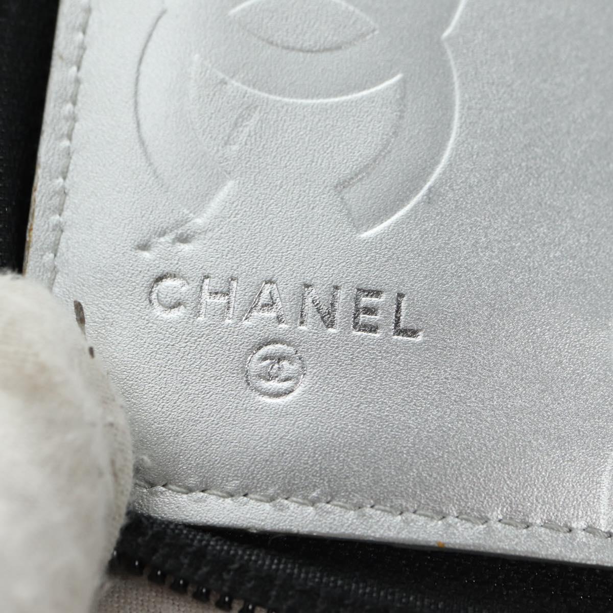 CHANEL Matelasse Cambon Line Wallet Leather Black Silver CC Auth 182878M
