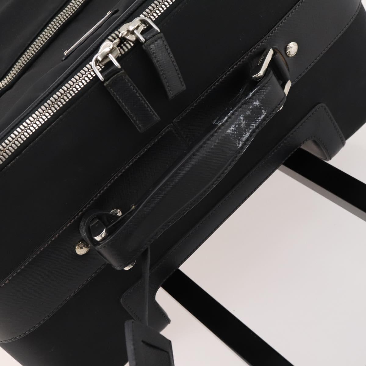PRADA Carry Case Trunk Nylon Black Silver Auth 182881