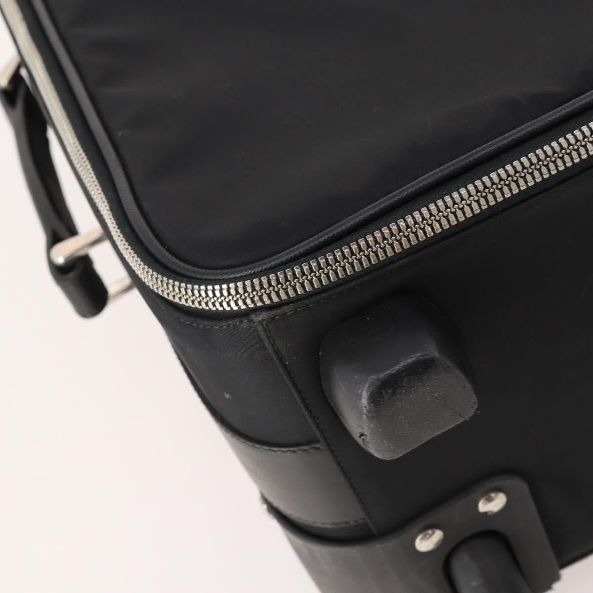 PRADA Carry Case Trunk Nylon Black Silver Auth 182881