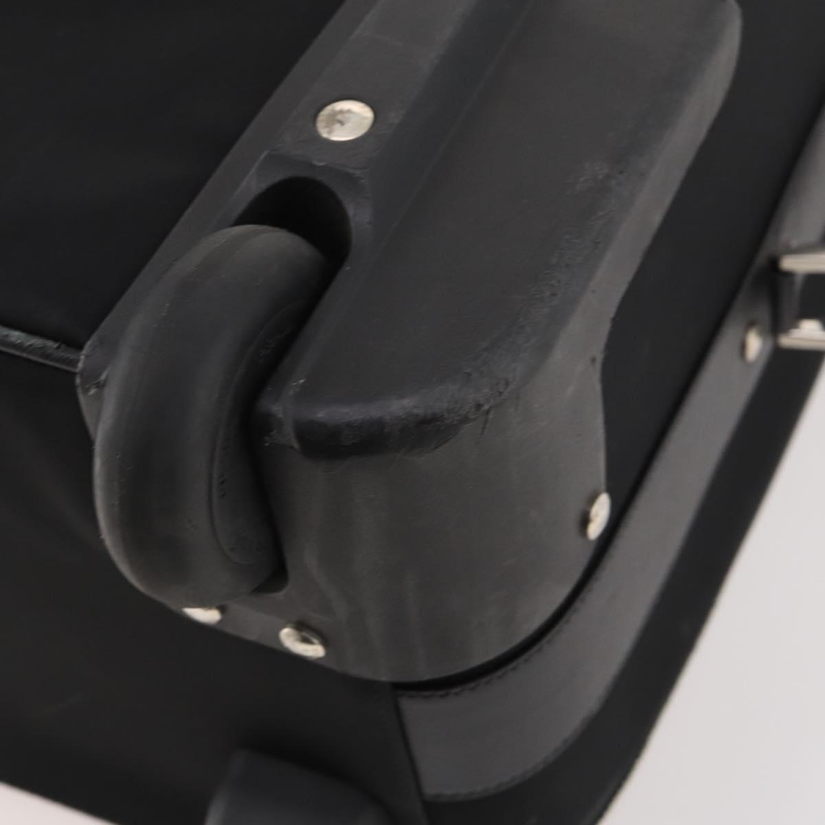 PRADA Carry Case Trunk Nylon Black Silver Auth 182881