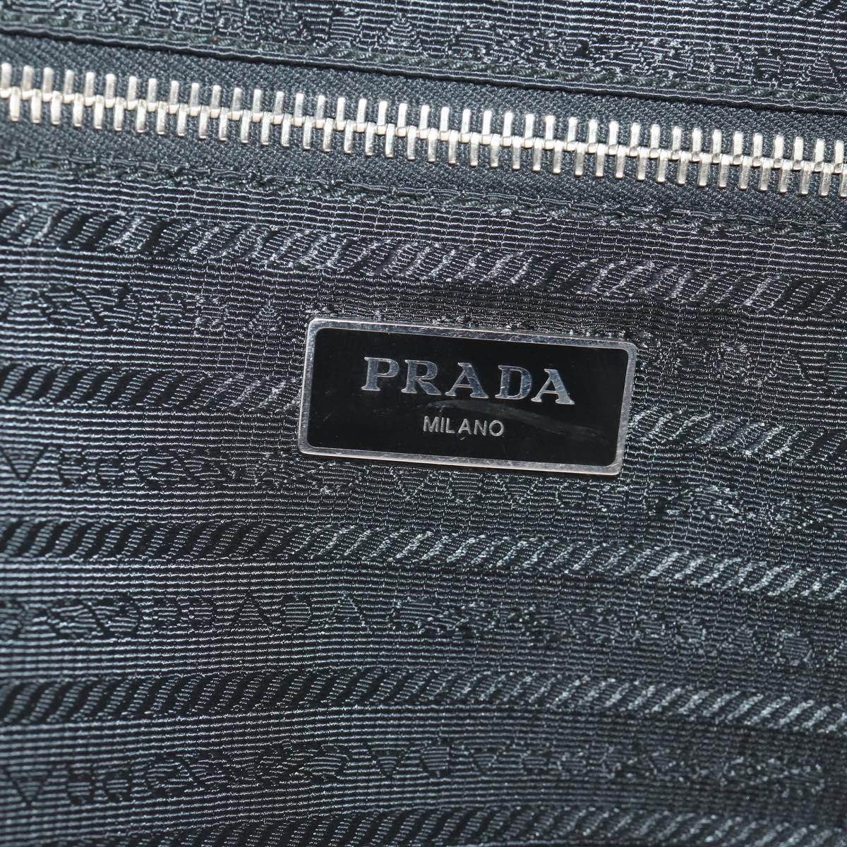 PRADA Carry Case Trunk Nylon Black Silver Auth 182881