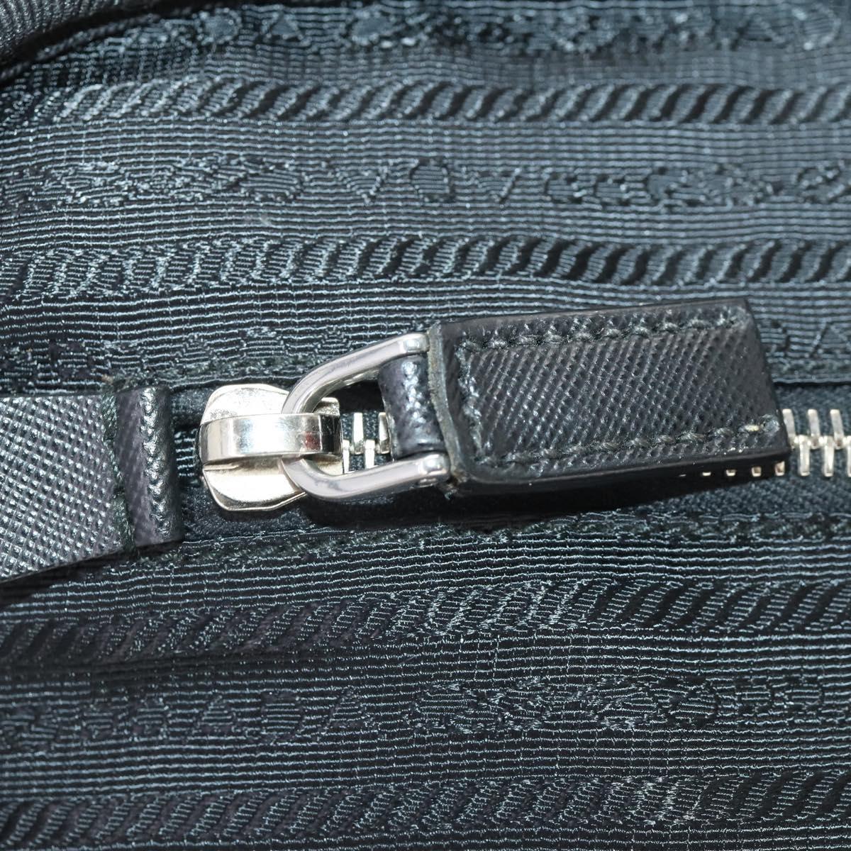 PRADA Carry Case Trunk Nylon Black Silver Auth 182881