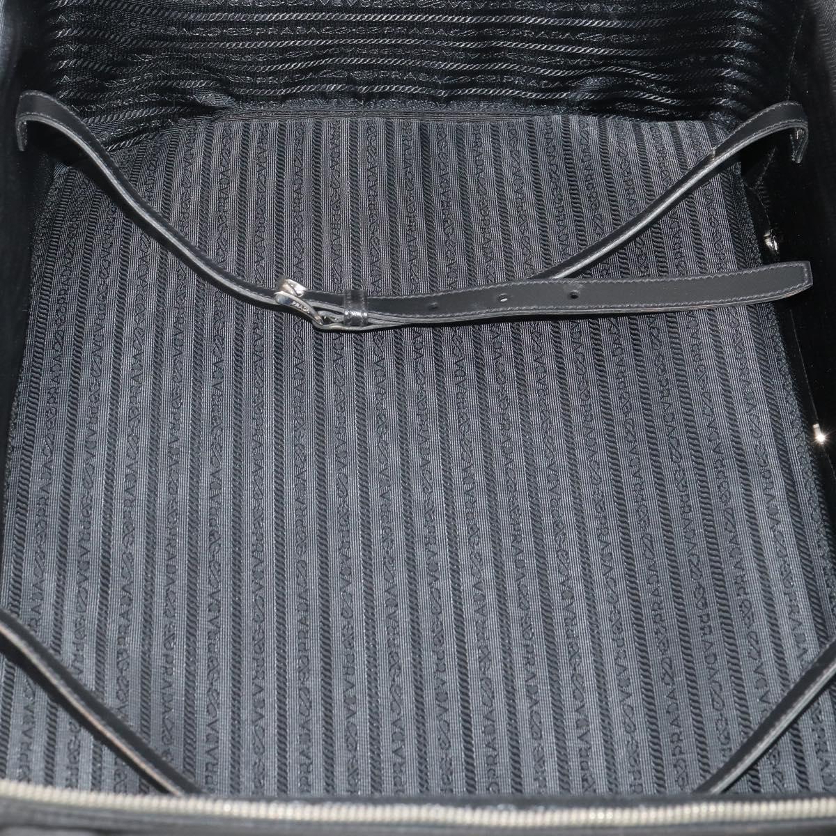 PRADA Carry Case Trunk Nylon Black Silver Auth 182881