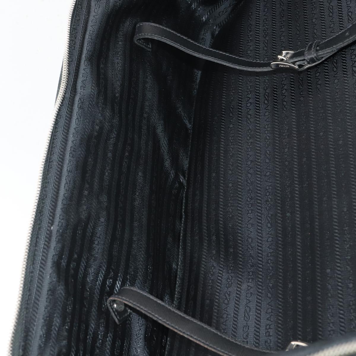 PRADA Carry Case Trunk Nylon Black Silver Auth 182881