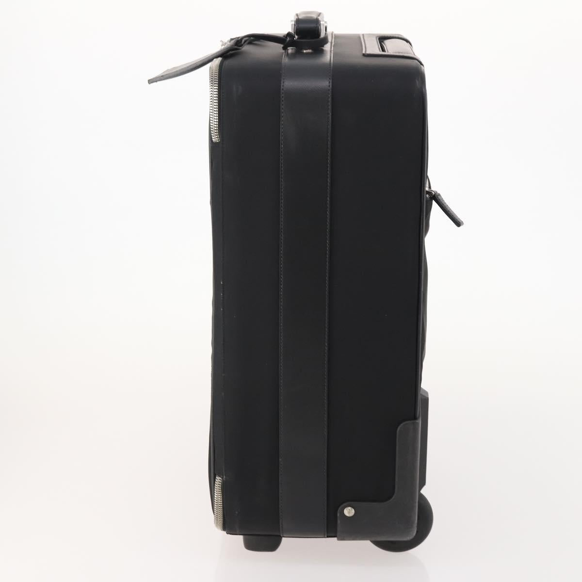 PRADA Carry Case Trunk Nylon Black Silver Auth 182881