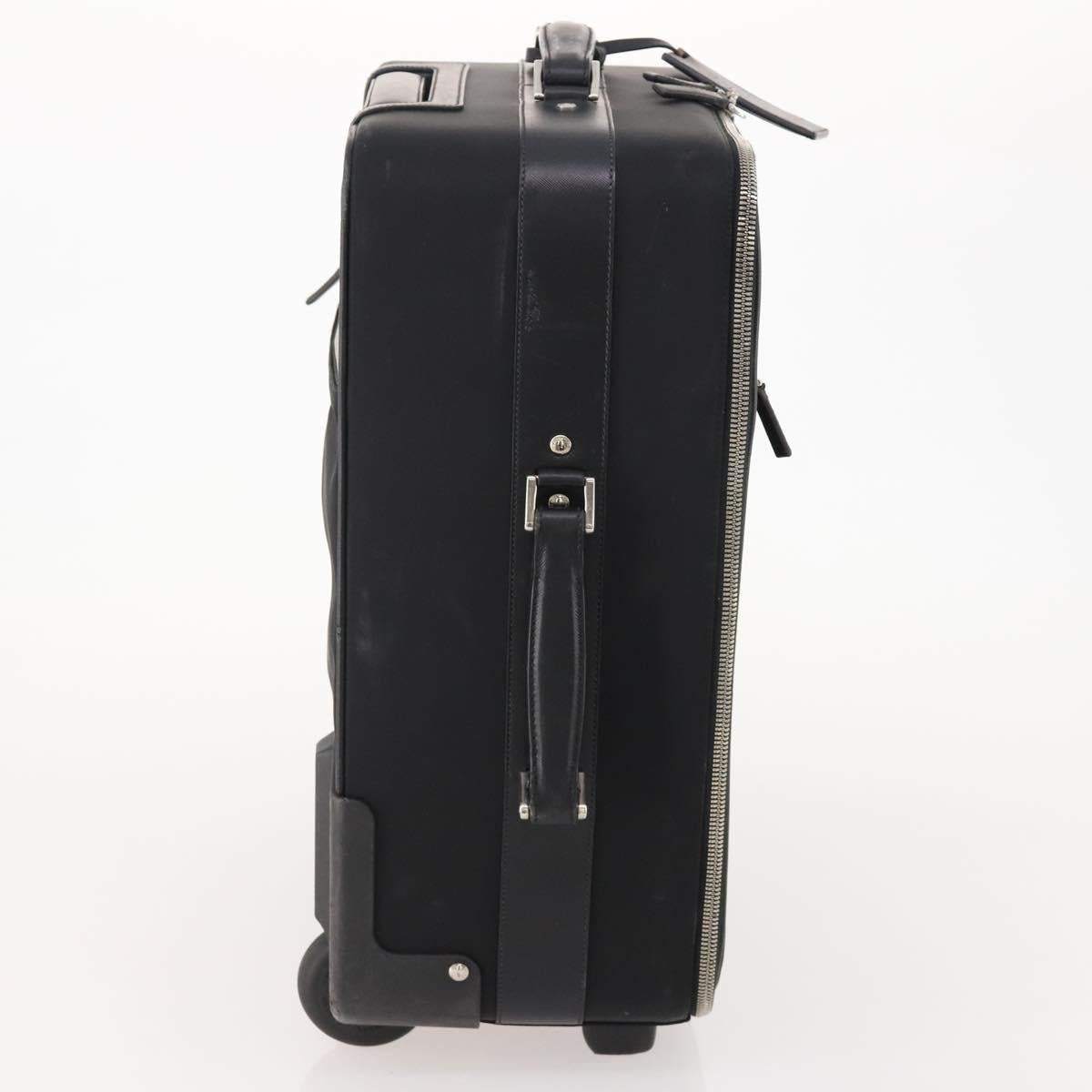PRADA Carry Case Trunk Nylon Black Silver Auth 182881