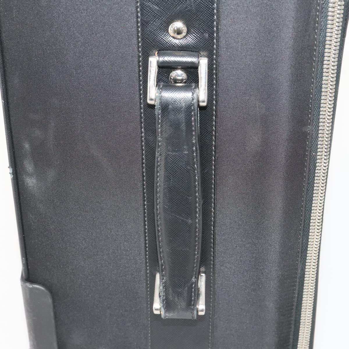 PRADA Carry Case Trunk Nylon Black Silver Auth 182881