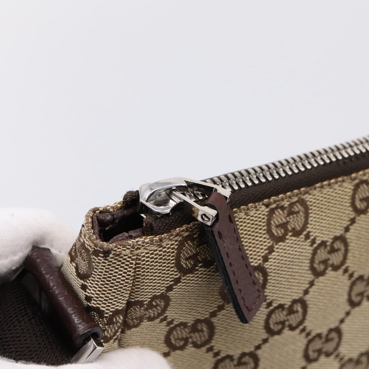 GUCCI GG Canvas Shoulder Bag Brown Silver 114273 Auth 182886A