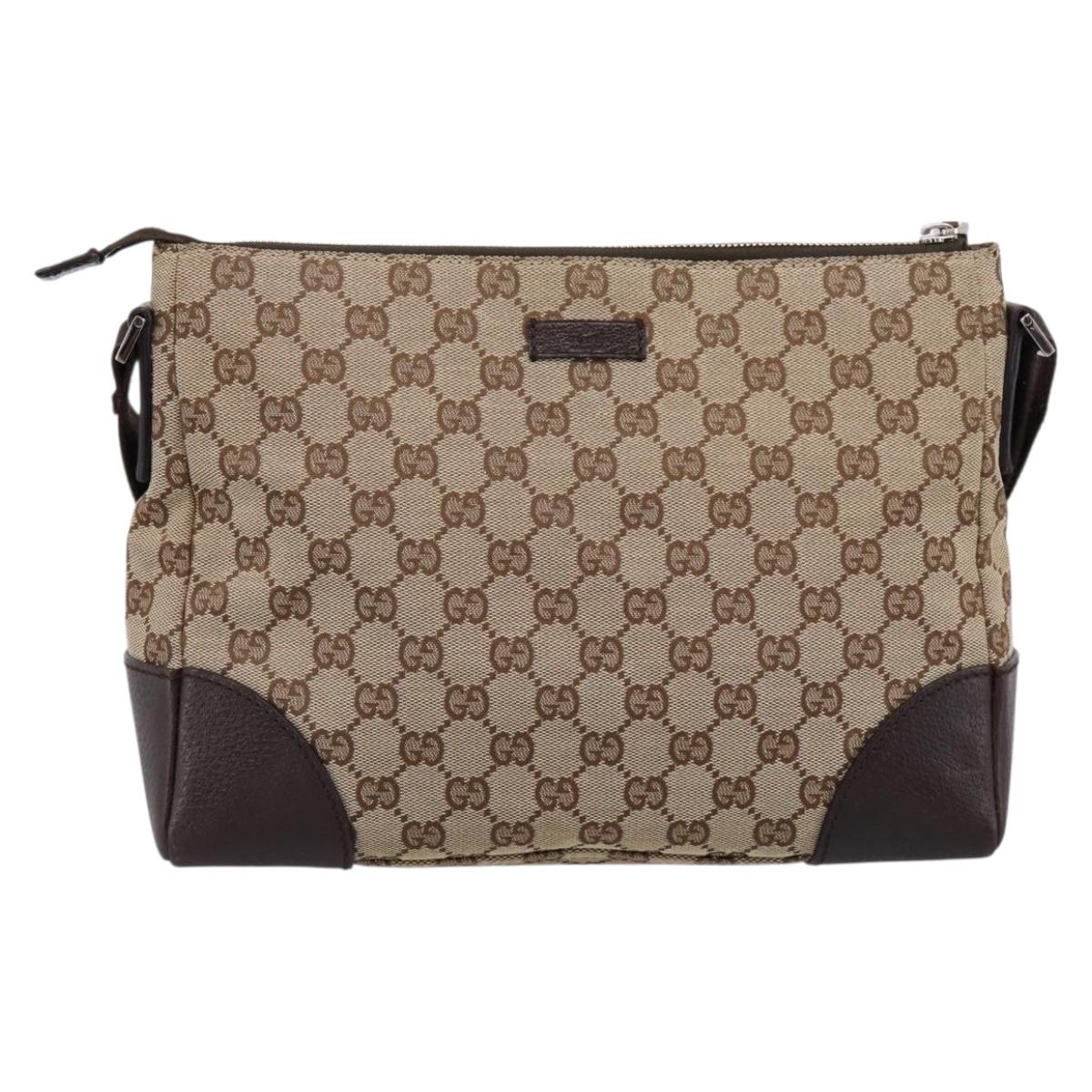 GUCCI GG Canvas Shoulder Bag Brown Silver 114273 Auth 182886A