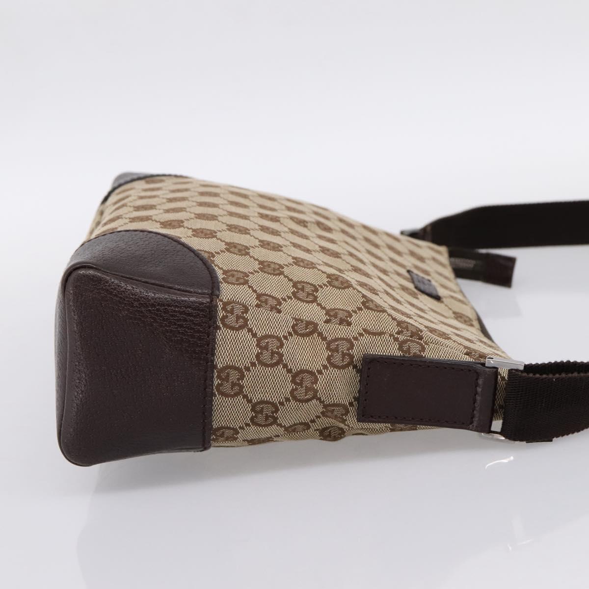 GUCCI GG Canvas Shoulder Bag Brown Silver 114273 Auth 182886A