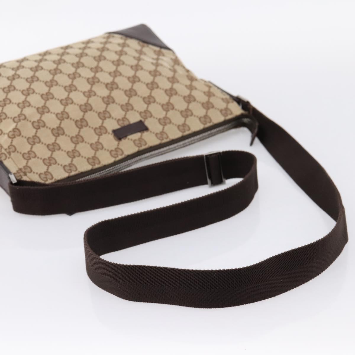 GUCCI GG Canvas Shoulder Bag Brown Silver 114273 Auth 182886A
