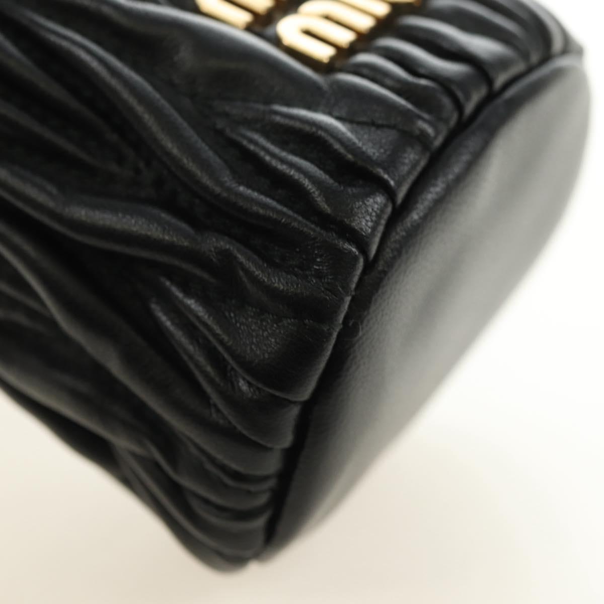 Miu Miu Matelasse Shoulder Bag Leather Black Gold Auth 182887M