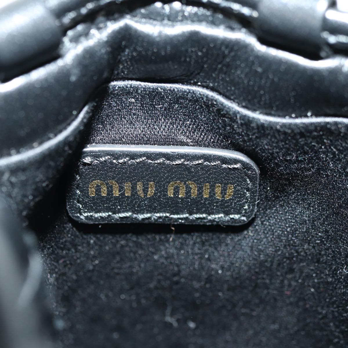 Miu Miu Matelasse Shoulder Bag Leather Black Gold Auth 182887M