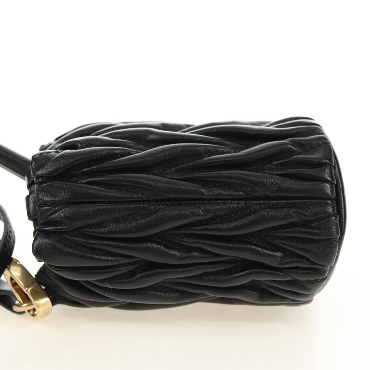 Miu Miu Matelasse Shoulder Bag Leather Black Gold Auth 182887M