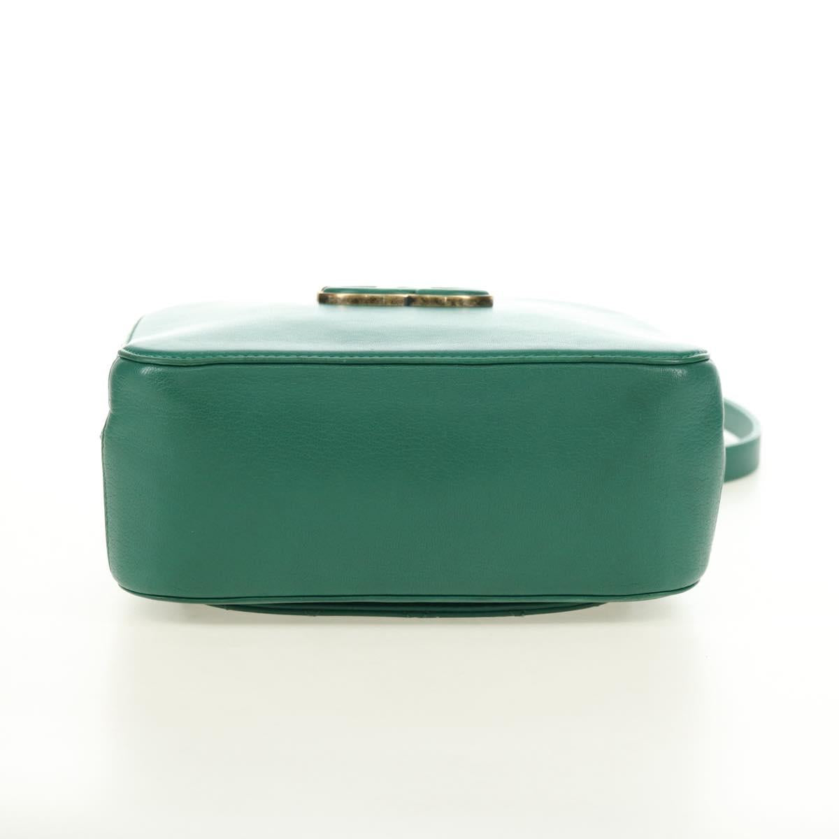 CHANEL Matelasse  Chain Shoulder Bag Calf Skin 2way Green Gold CC Auth 182889V