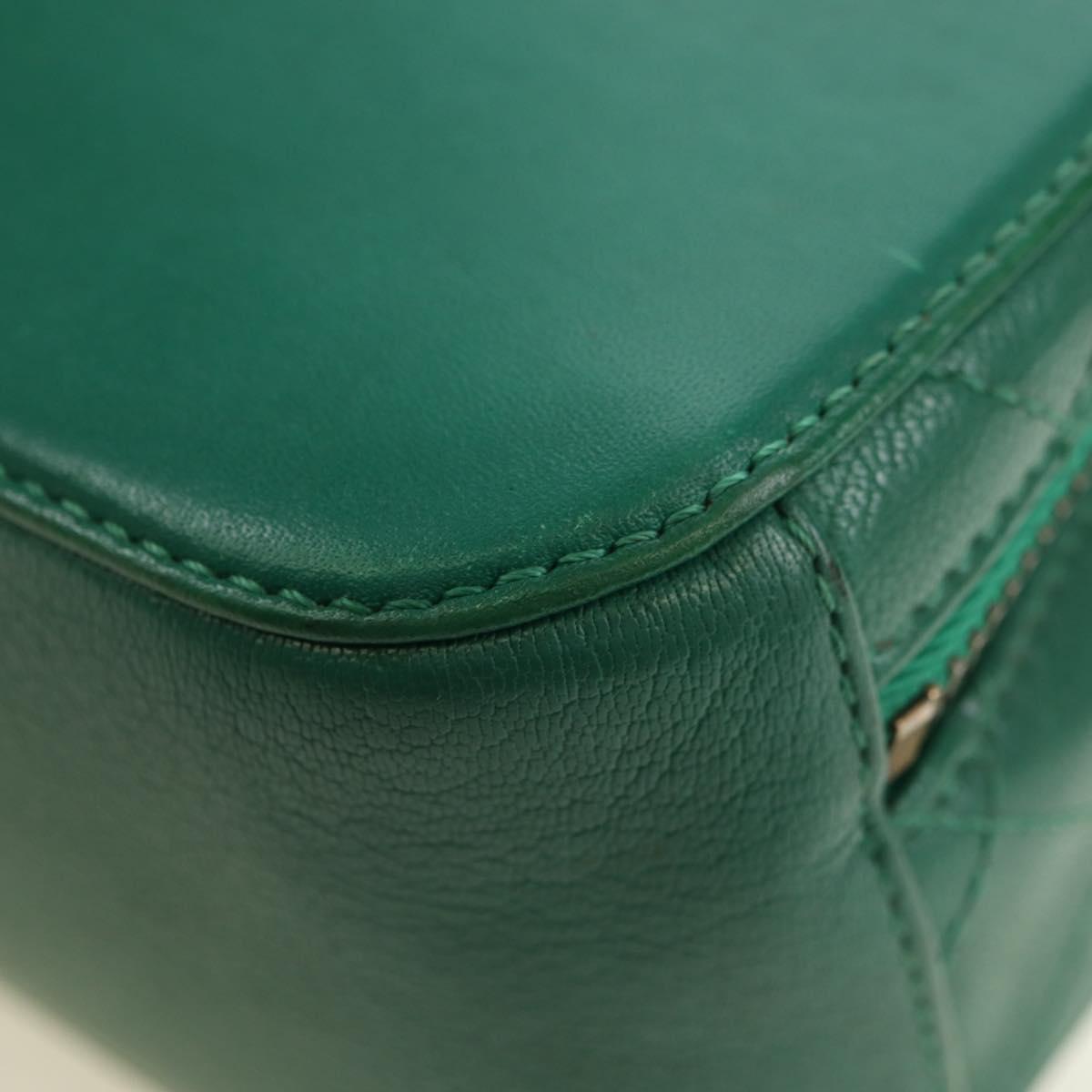 CHANEL Matelasse  Chain Shoulder Bag Calf Skin 2way Green Gold CC Auth 182889V