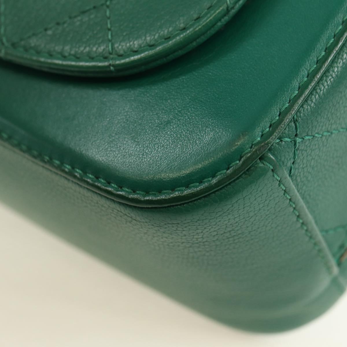 CHANEL Matelasse  Chain Shoulder Bag Calf Skin 2way Green Gold CC Auth 182889V