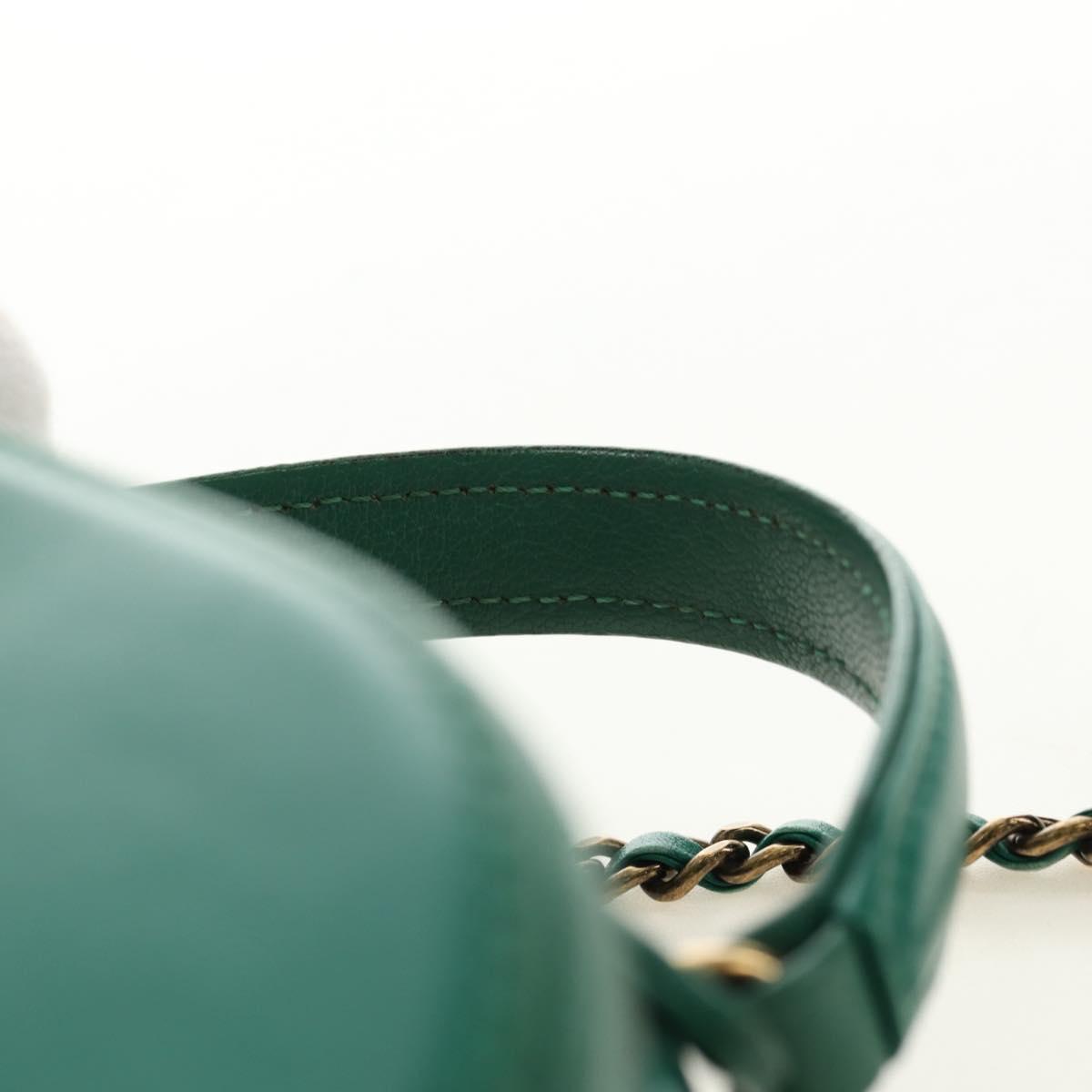 CHANEL Matelasse  Chain Shoulder Bag Calf Skin 2way Green Gold CC Auth 182889V