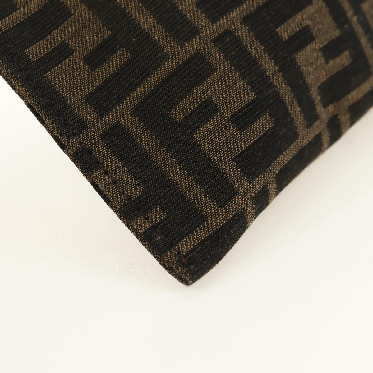 FENDI Zucca Canvas Clutch Bag Black Brown Auth 182892M