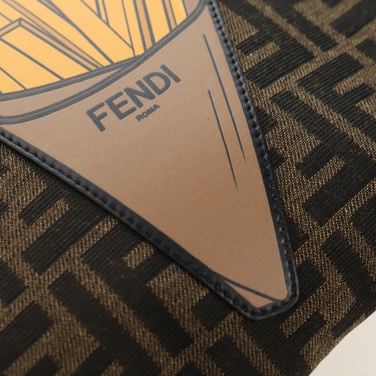 FENDI Zucca Canvas Clutch Bag Black Brown Auth 182892M