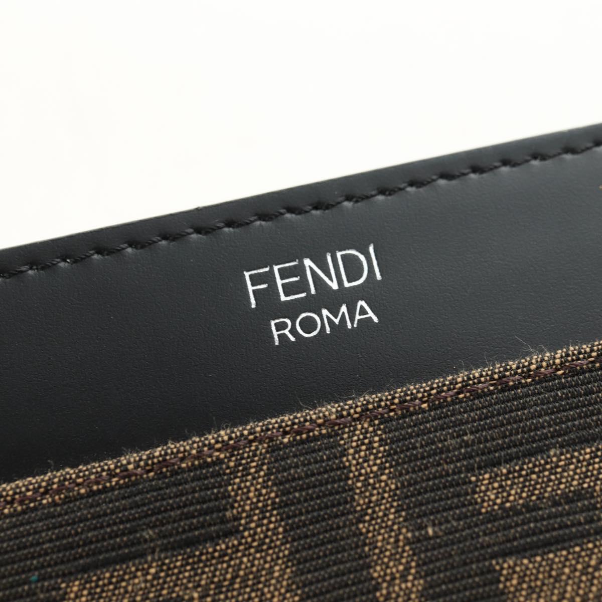 FENDI Zucca Canvas Clutch Bag Black Brown Auth 182892M