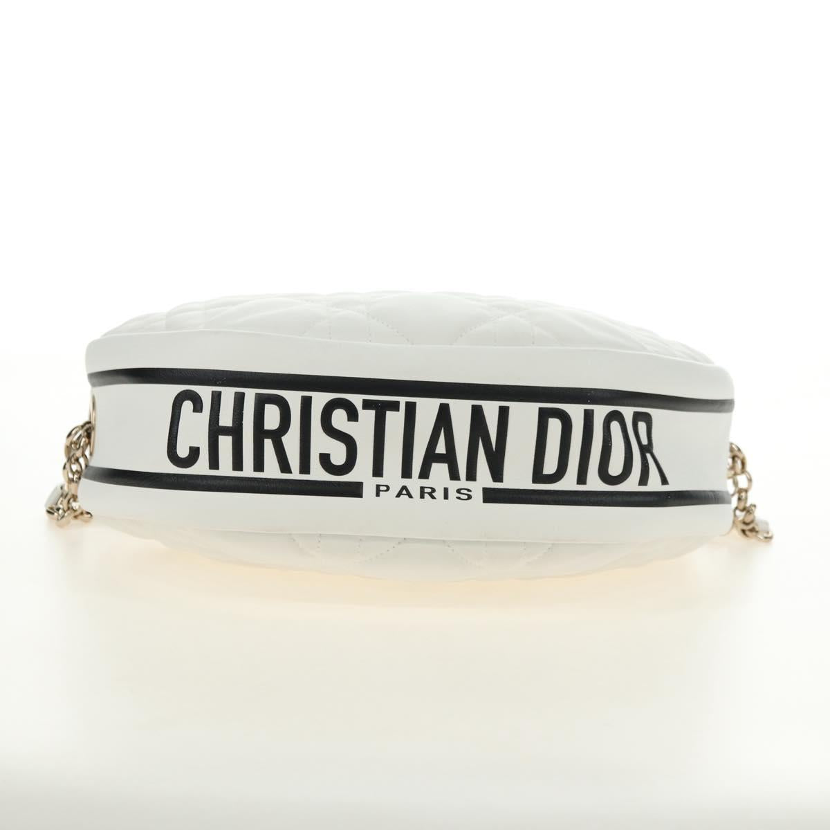 Christian Dior Canage Vibe Shoulder Bag Lamb Skin 2way White Gold Auth 182900SM