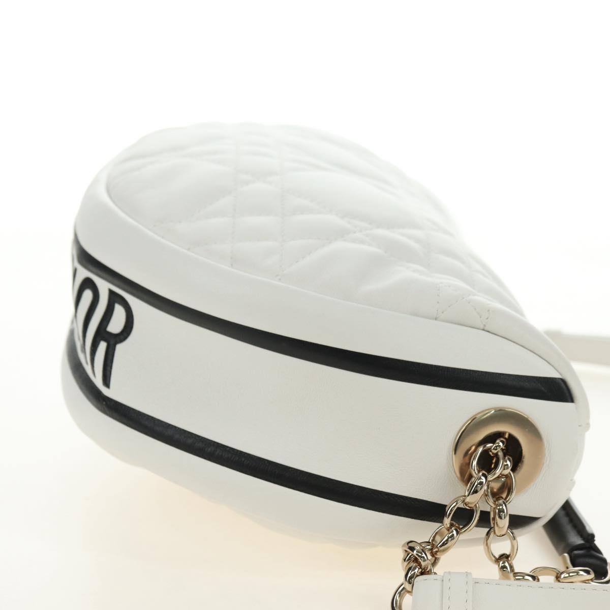 Christian Dior Canage Vibe Shoulder Bag Lamb Skin 2way White Gold Auth 182900SM