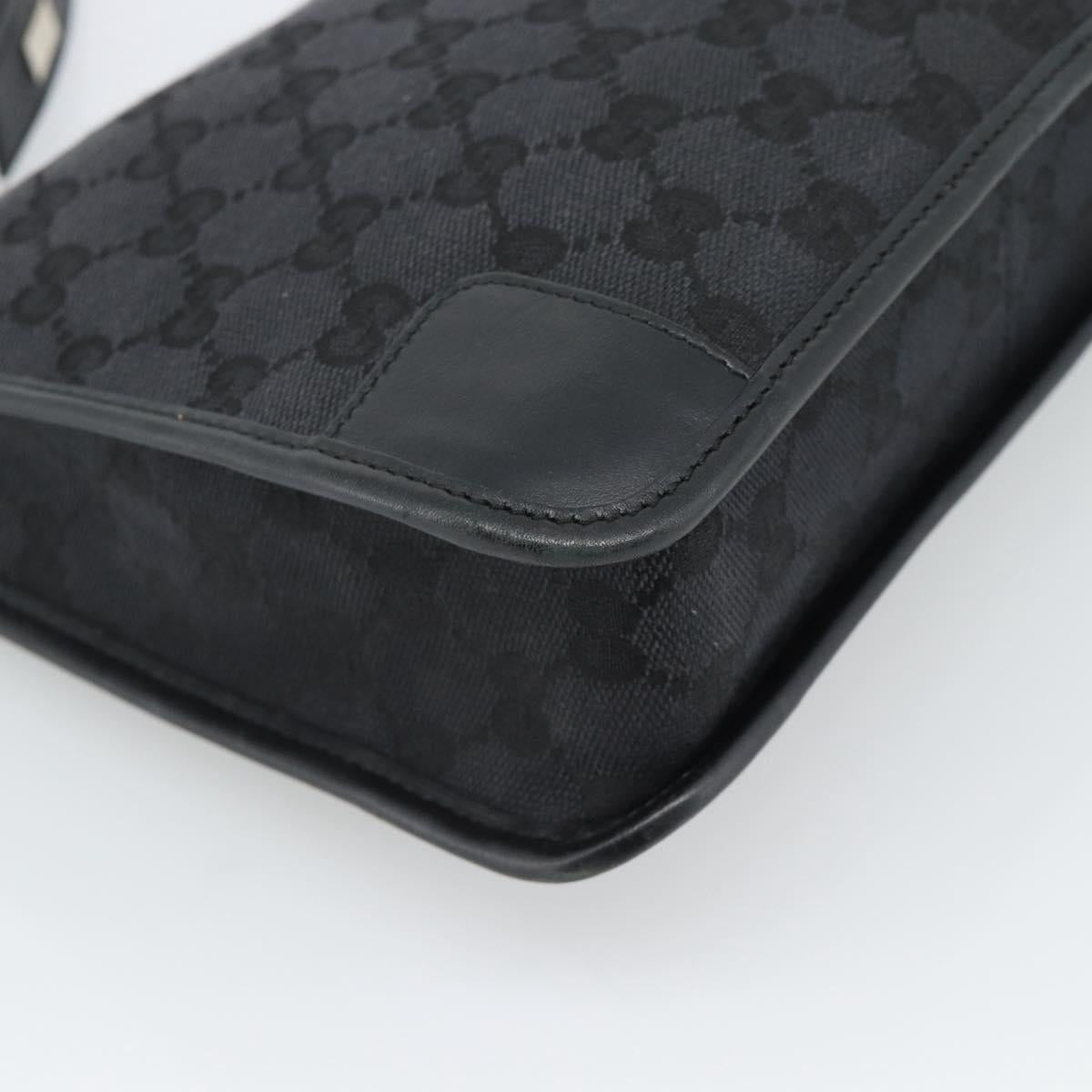 GUCCI GG Canvas Shoulder Bag Black Gold Auth 182901A