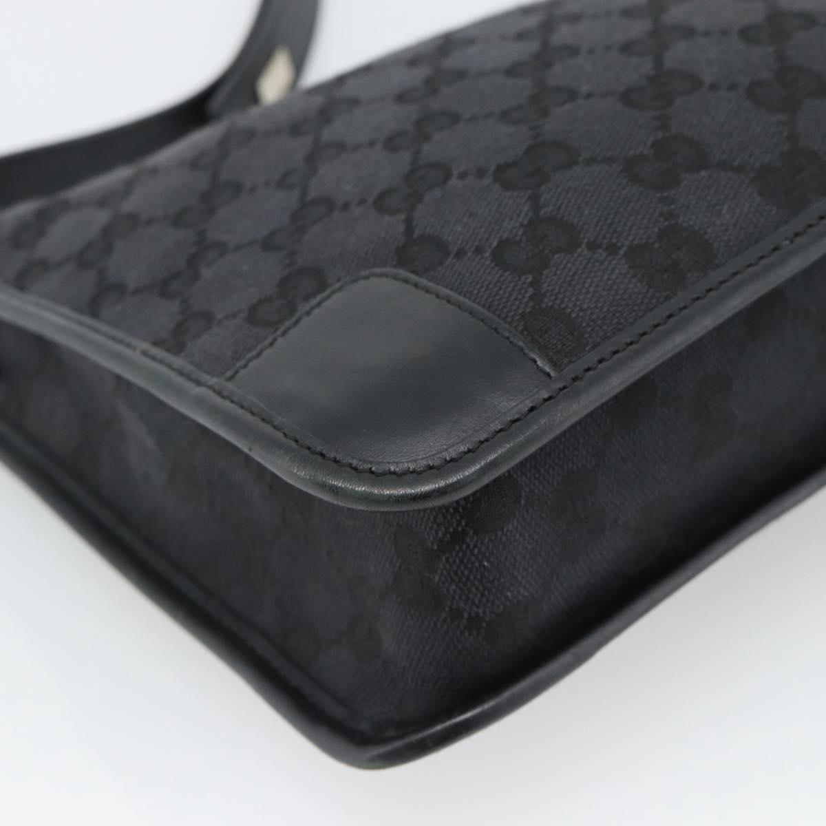 GUCCI GG Canvas Shoulder Bag Black Gold Auth 182901A