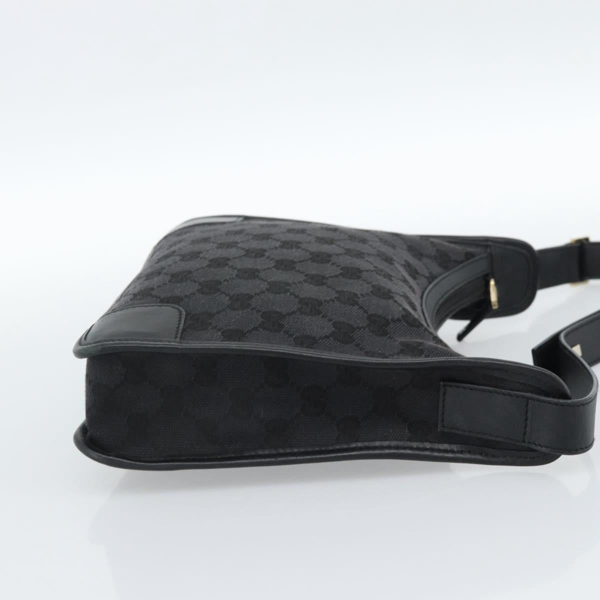 GUCCI GG Canvas Shoulder Bag Black Gold Auth 182901A